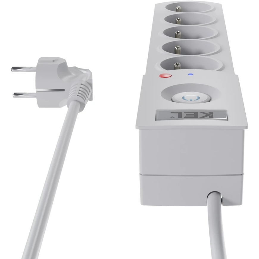 Plastrol Toitejuhe koos kaitselüliti ja ülepinge kaitsesüsteemiga Professional, 5 pesa, pikkus 5 m, 10 A, 230 V, 2300 W, hall – 4