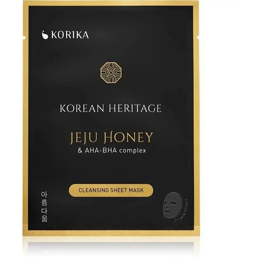 Korika Valomoji lakštinė kaukė su Jeju medumi ir AHA, BHA kompleksu, korėjietiškas paveldas (valomoji lakštinė kaukė) 25 g – 2