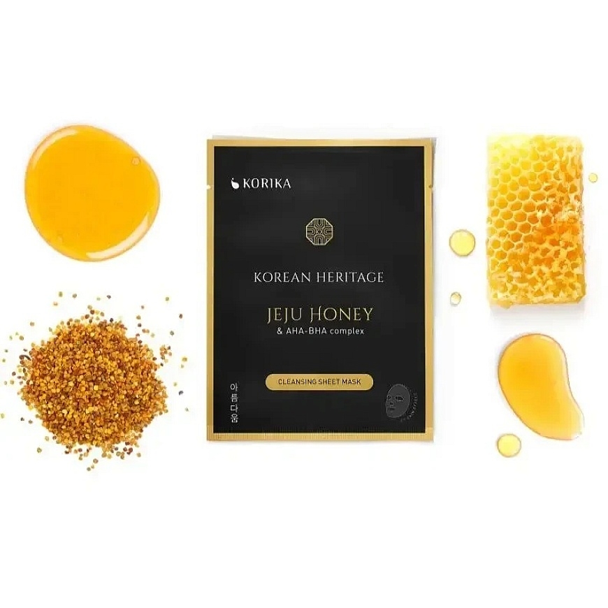 Korika Attīrošā Lapu Maska ar Jeju Medu un AHA, BHA Kompleksu, Korejiešu Mantojums (attīrošā lapu maska) 25 g – 3