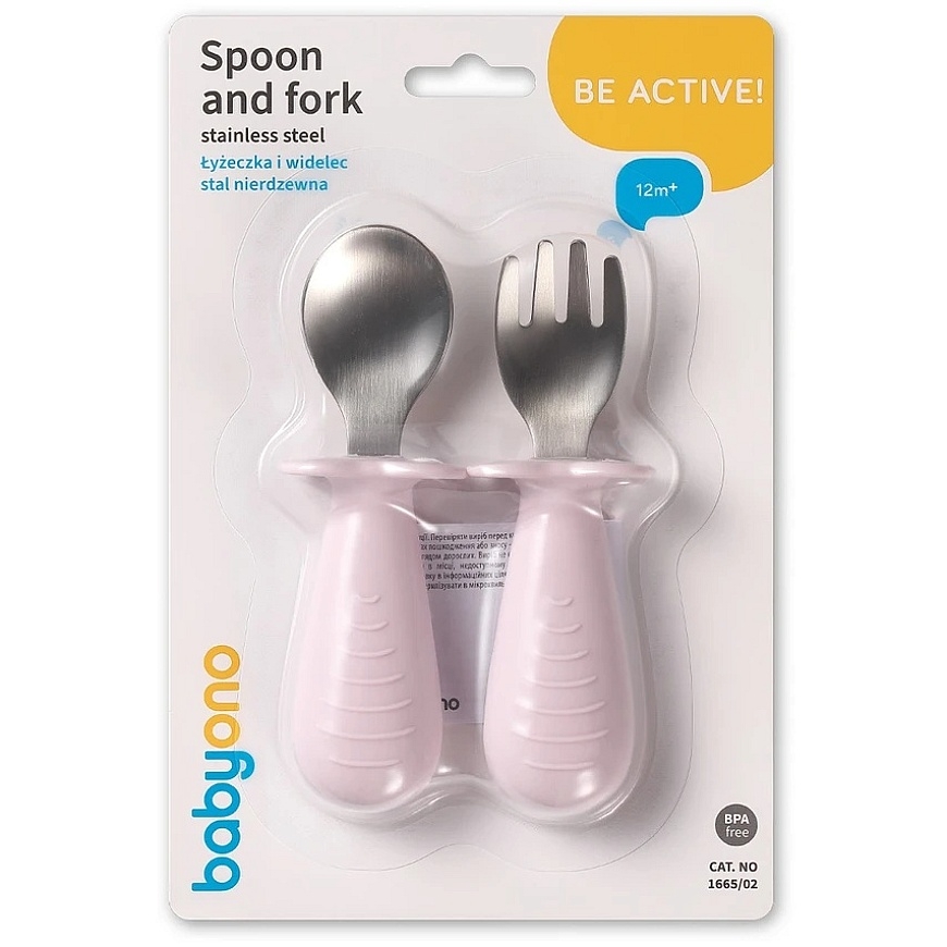 Baby Ono Babyono stainless steel spoon fork pink 1665/02 – 2
