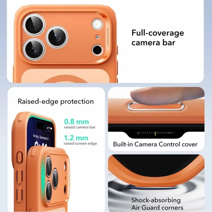 ESR Classic Hybrid telefoni ümbris MagSafe toega iPhone 17 Pro Max oranž – 3