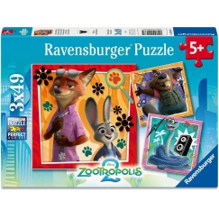 Ravensburger Пазл 3x49 шт. - Зоотрополис 2