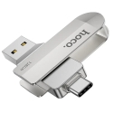 Pendrive 128GB USB 3.0 (USB A + USB C) Hoco UD10 sidabrinis Pendrive 128GB USB 3.0 (USB A + USB C) Hoco UD10 sidabrinis
