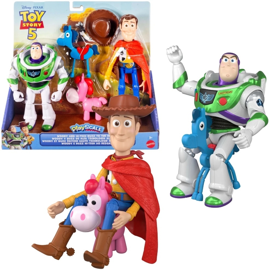 Disney Toy Story 5 PlayScale -figuurisarja Chip Buzz Lightyear Hi-Tech + kaksi hevosta