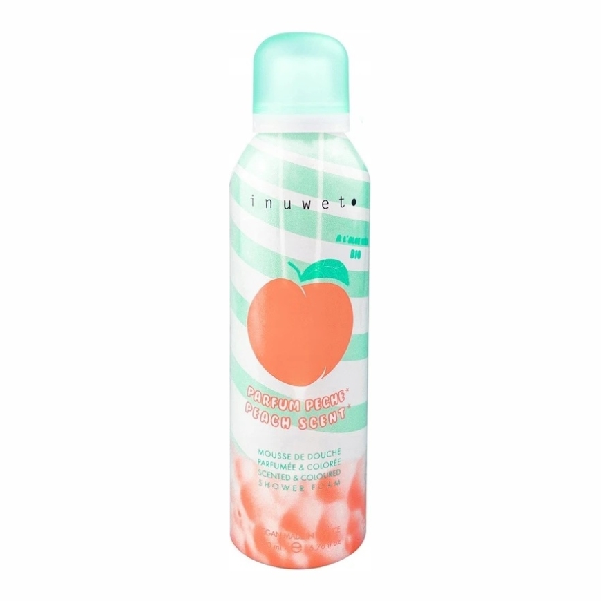 Inuwet Persikka vegaaninen ja luonnollinen kosteuttava ja pehmentävä suihkovaahdotus, 200 ml – 2