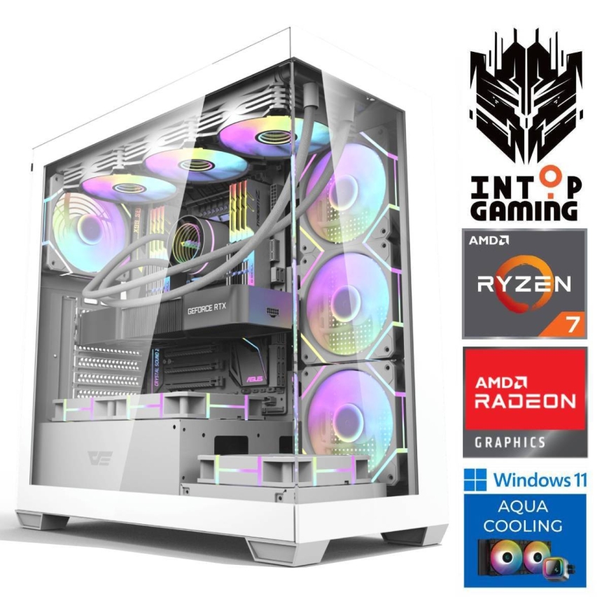 INTOP AQUA Ryzen 7 8700F 16GB DDR5 1TB SSD M.2 NVME+2TB RX9060XT 16GB WIN11