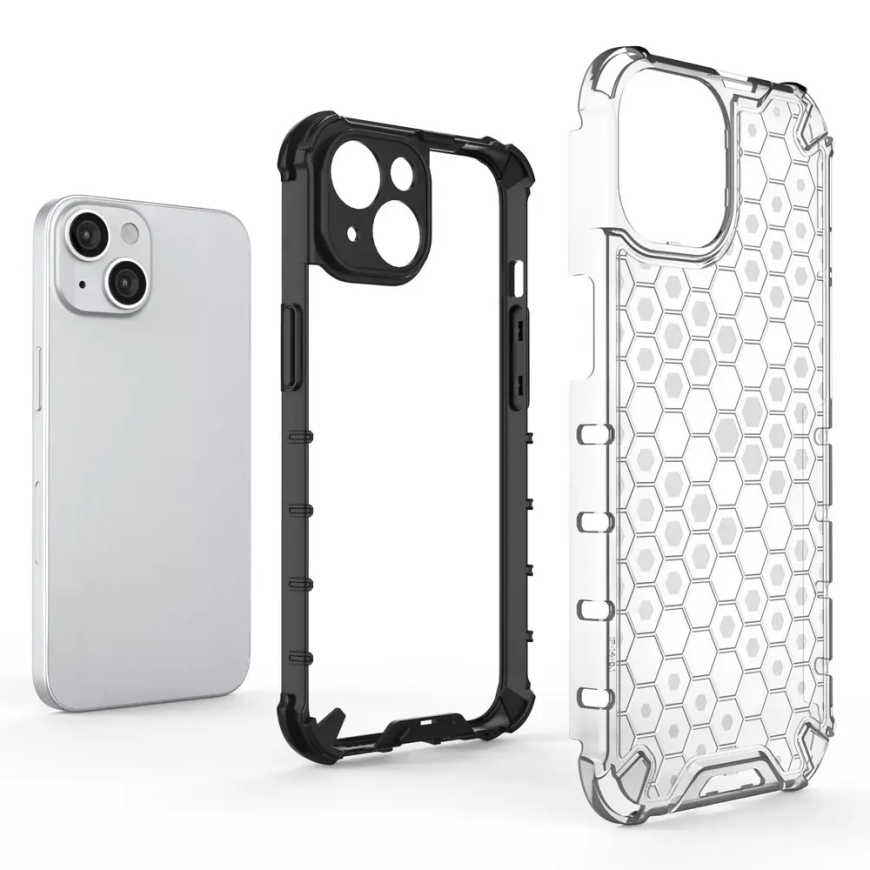 Hunajakennorakenteinen hybridipuhelinsuojus iPhone 14 Plus:lle, musta – 4