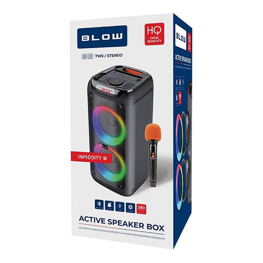 BLOW Infinity 8" 280W Bluetooth-kaiutin/pylväs + mikrofoni – 3