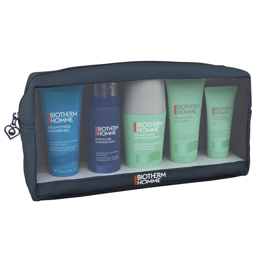 „Biotherm“ -setti: miehille, parranajovaahto, 50 ml + Aquapower, puhdistava geeli kasvoille, poistattaa epäpuhtaudet, 40 ml + Aq – 2