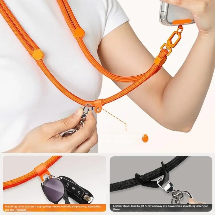 150 cm adjustable neck and shoulder strap with steel plate - orange – 2