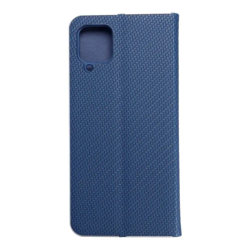 LUNA Book Carbon knyginio tipo telefono dėklas Samsung Galaxy A12 (A125) | M12 (M127) mėlynas – 2