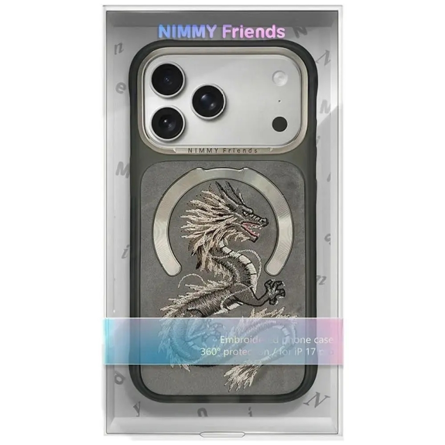 NIMMY dėklas MAGNETIC FANTASY ANIMAL DRAGON suderinamas su MagSafe IPHONE 18 Pro/17 Pro pilkas – 4
