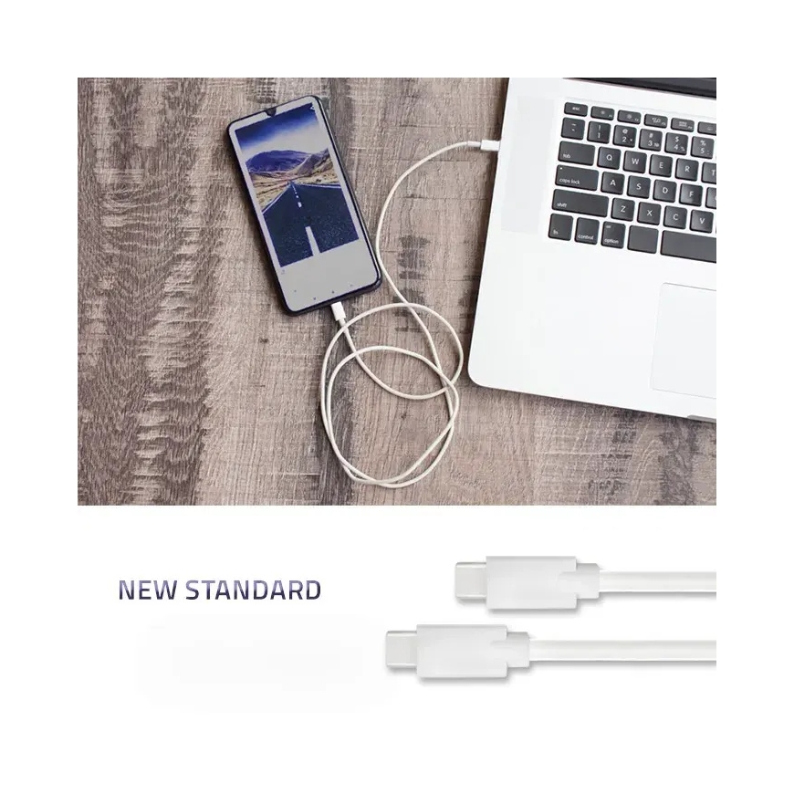 Qoltec провод для передачи данных и зарядки | USB-C на USB-C | 1.4m | белый – 2