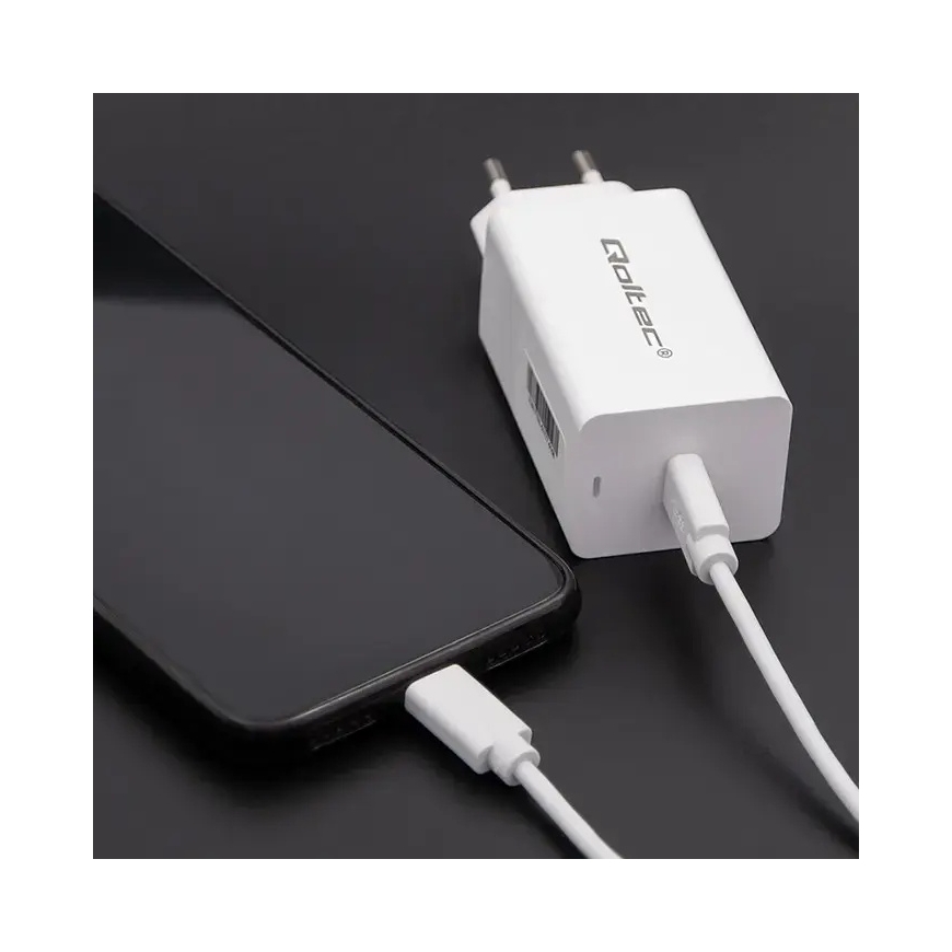 Qoltec data transfer and charging cable | USB-C to USB-C | 1.4m | white – 4