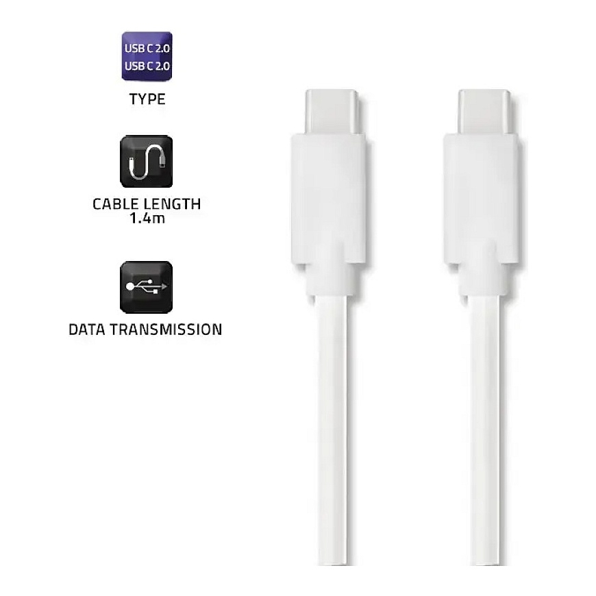 Qoltec andmeedastus- ja laadimiskaabel | USB-C kuni USB-C | 1.4m | valge – 5