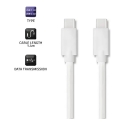 Qoltec-datan siirron ja latauksen kaapeli | USB-C - USB-C | 1,4 m | valkoinen Qoltec-datan siirron ja latauksen kaapeli | USB-C - USB-C | 1,4 m | valkoinen