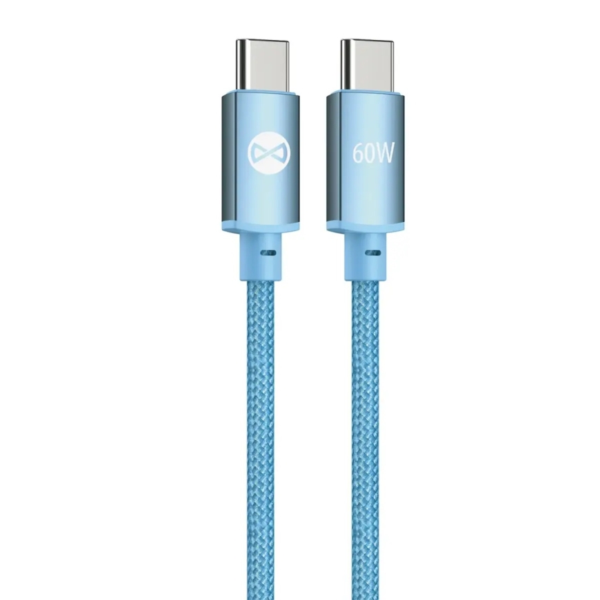 Forever Vibe -daten siirto- ja latauskaapeli | USB-C - USB-C | 60W | 1m | sininen – 2