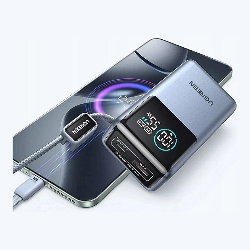 Nešiojama baterija UGREEN PB727 10000mAh, 55W, USB-C + USB-A, greitasis įkrovimas – 3