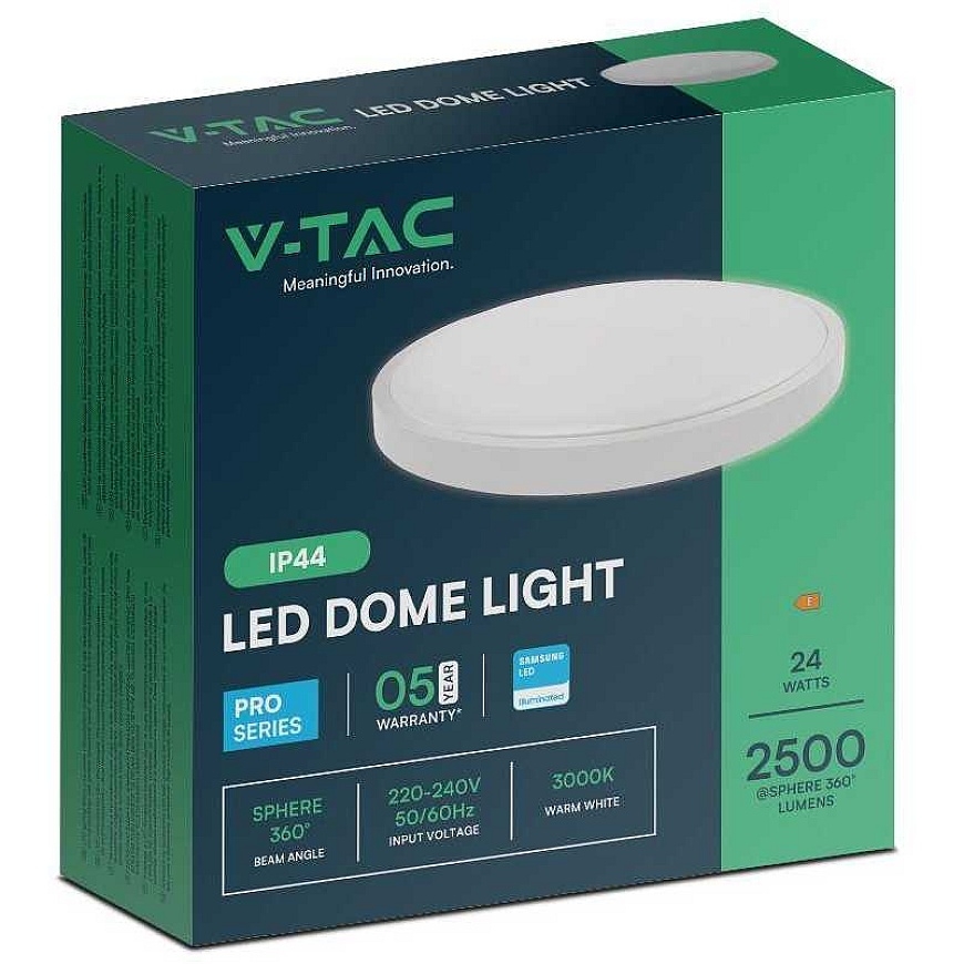 Kattovalaisin V-tac 24W LED pintavalaisin, valkoinen, 3000K, IP44, SAMSUNG LED-siru – 4