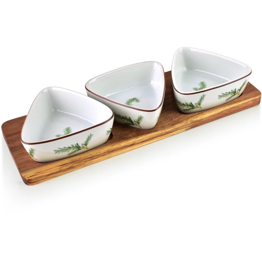 Mondex Since 1986 MODERNI VIRTUVĖS lenta su 3 trikampiais dubenėliais 9,5x4 cm (28x9,5x1,5 cm) rozmarinas 100 ml – 2