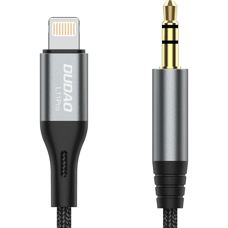 Dudao Lightning на миниджек 3.5мм аудио кабель 1м серый (L11PRO)