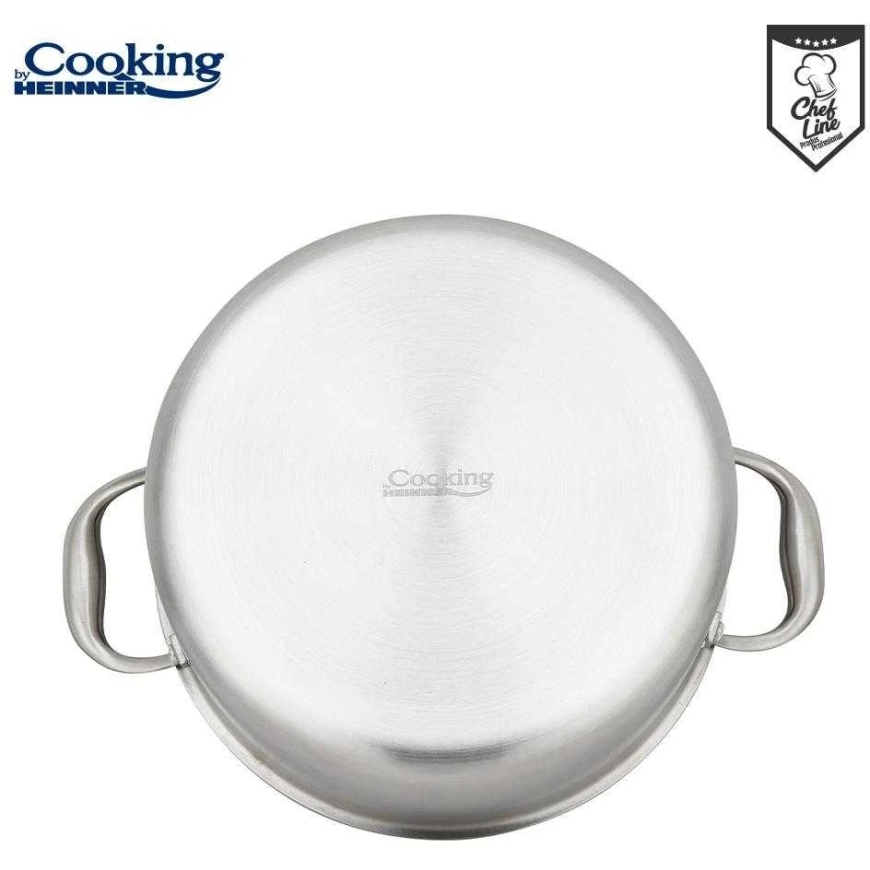 Garų puodas Nerūdijančio plieno keptuvė su 3 sluoksnių stikliniu dangčiu, 28 x 13 cm, 7 l, titano danga, „Cooking by Heinner“ – 4