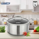 Garų puodas Nerūdijančio plieno keptuvė su 3 sluoksnių stikliniu dangčiu, 28 x 13 cm, 7 l, titano danga, „Cooking by Heinner“ Garų puodas Nerūdijančio plieno keptuvė su 3 sluoksnių stikliniu dangčiu, 28 x 13 cm, 7 l, titano danga, „Cooking by Heinner“