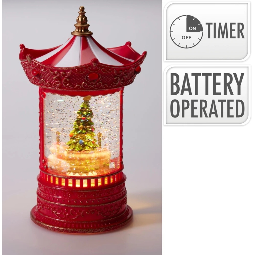 Mondex рождественская карусель с водой и блестками, LED подсветка, 15,5 x 15,5 x 26 см