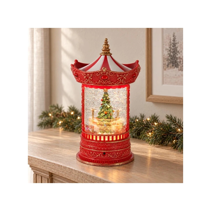 Mondex Christmas carousel with water and glitter, LED lighting, 15.5 x 15.5 x 26 cm – 5