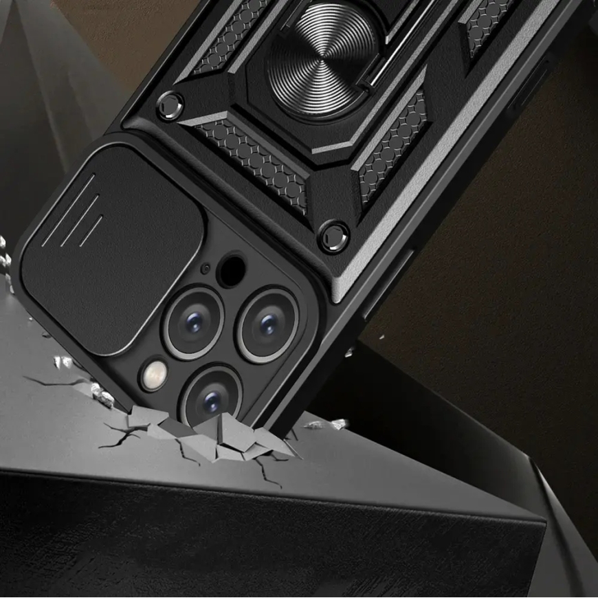 Hybrid Armor Camshield maciņš ar statīvu telefonam iPhone 16 Pro Max melns (ar kameras aizsargu) – 2