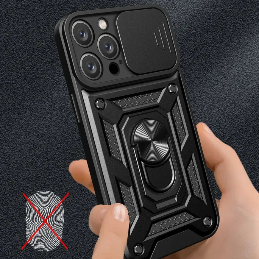 Hybrid Armor Camshield maciņš ar statīvu telefonam iPhone 16 Pro Max melns (ar kameras aizsargu) – 5
