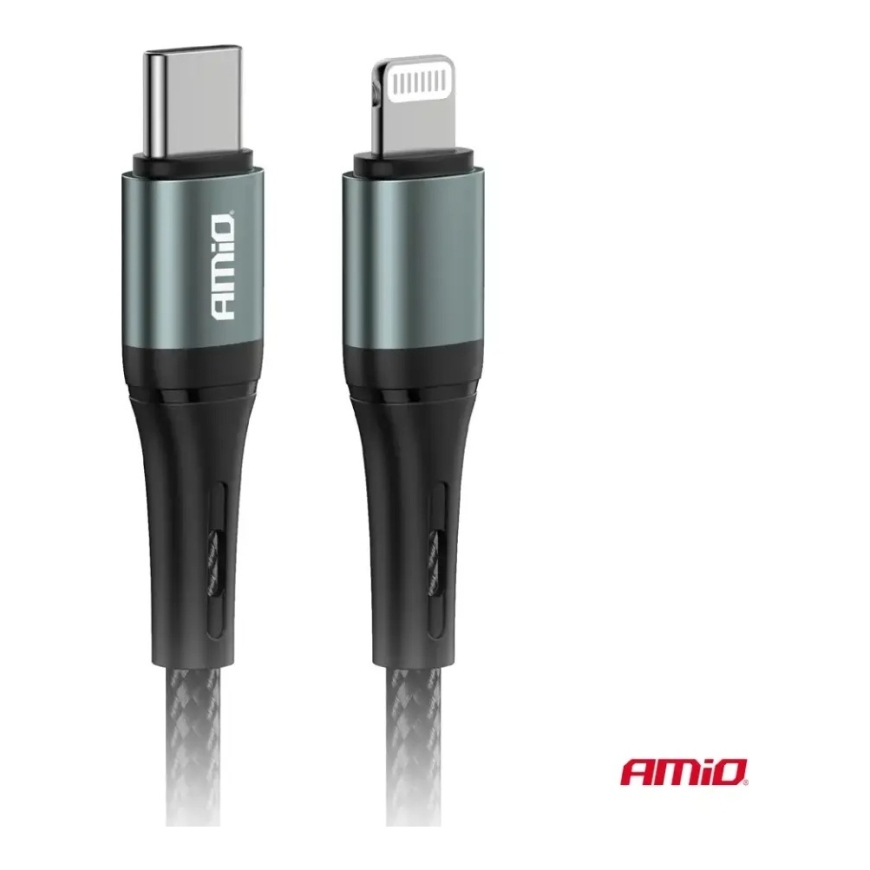 AMiO AMIO-03916 andmeedastus- ja laadimiskaabel | USB-C kuni Lightning | 20W | 1m | valge – 2