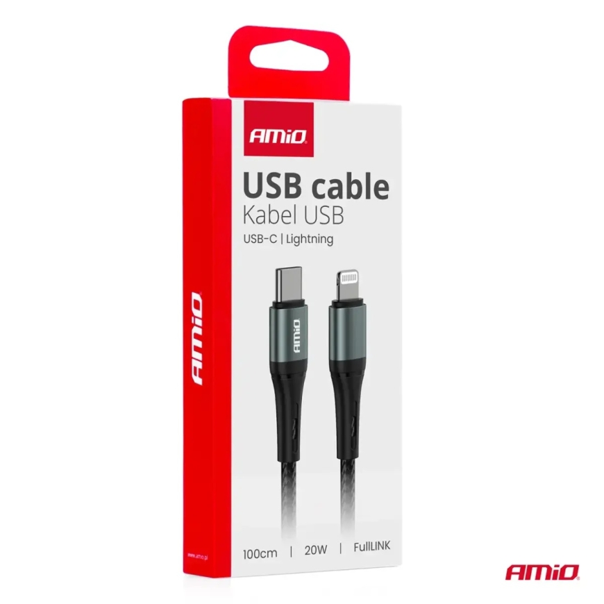 AMiO AMIO-03916 datu pārraides un uzlādes vads | USB-C uz Lightning | 20W | 1m | balts – 3
