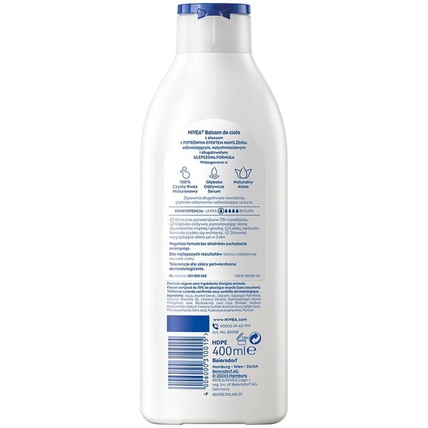 Nivea Aloe & Hydration kostuttava vartalovoi, jossa on aloe vera, 400 ml – 2