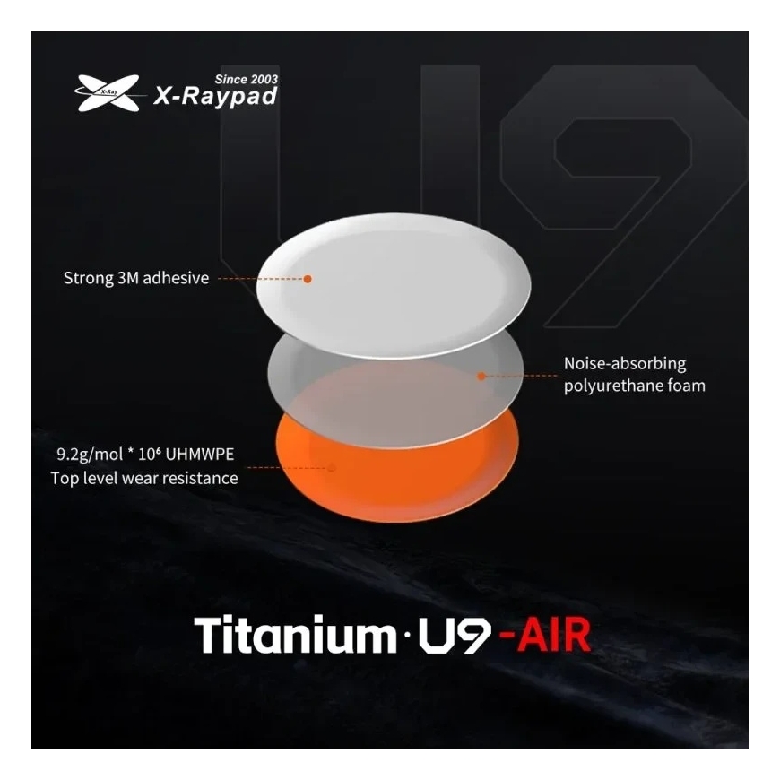 Oranžs X-Raypad Titanium U9 Air Peles Kājām | Oranžs, x40, Universālas Puntas – 2