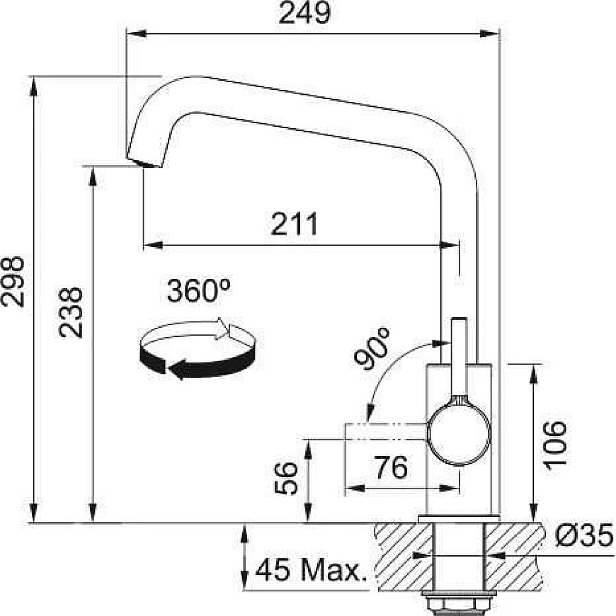 Franke Lina U Basin Mixer Tap, without pull-out shower, chrome – 4