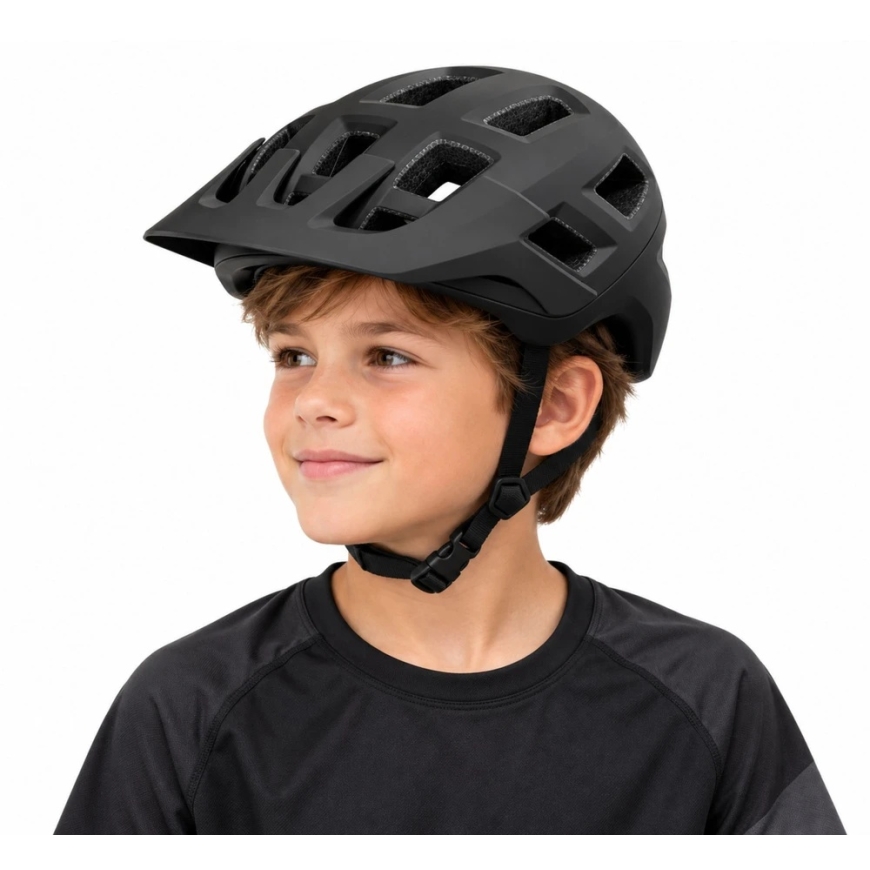 Lean Velosipēdu ķivere MTB ar noņemamu vizieri, melna, 35,5 × 21 × 17,5 cm – 3