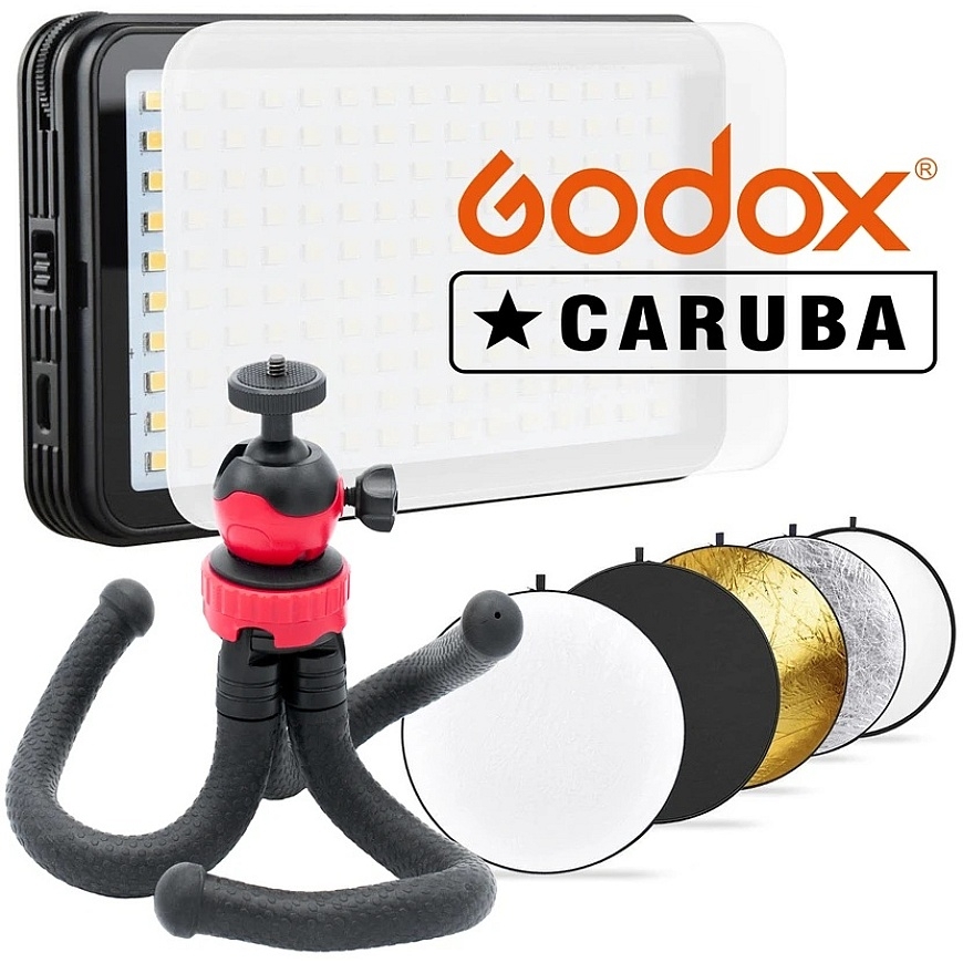 Kameravalaisinsarja - Godox LEDM150 Makrovalosarja, 150 LED, 5600 K LED-valo, 5-in-1 Heijastin, Mini Jalusta – 2