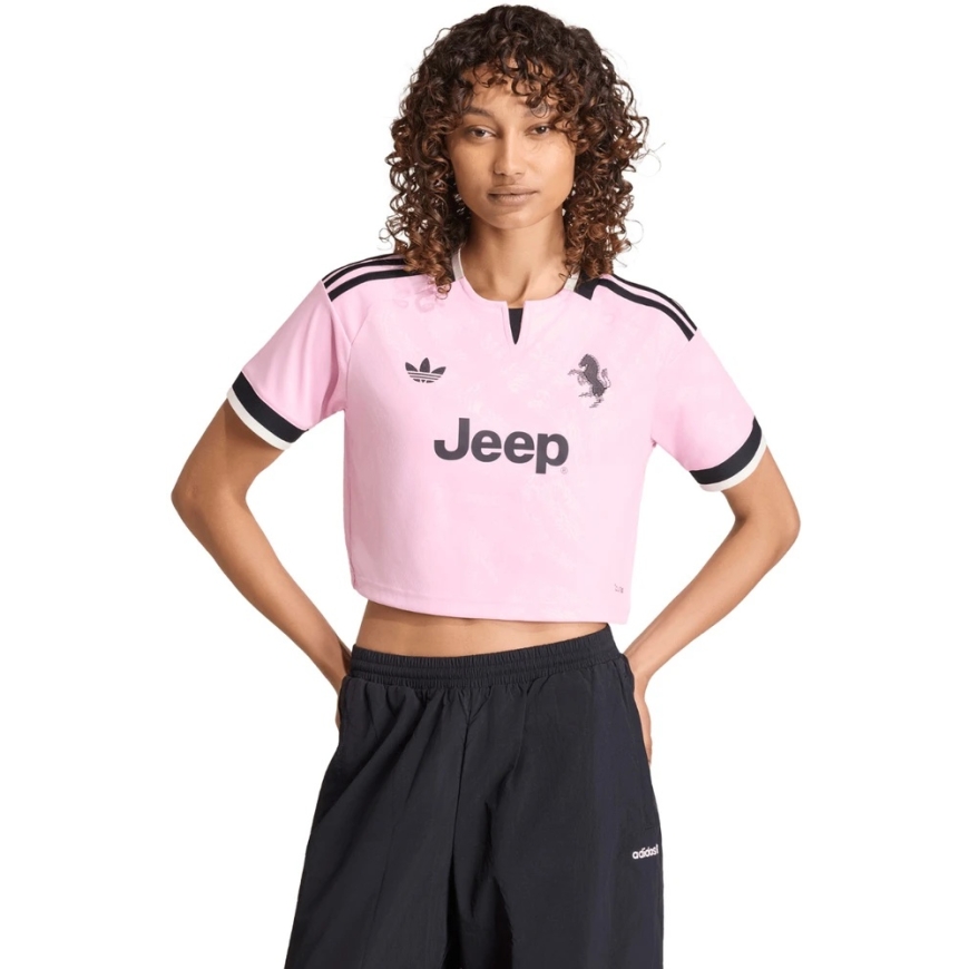 Moteriški marškinėliai adidas Juventus 26/27 Away Cropped Jersey rožinė-juoda KB8842 (L)