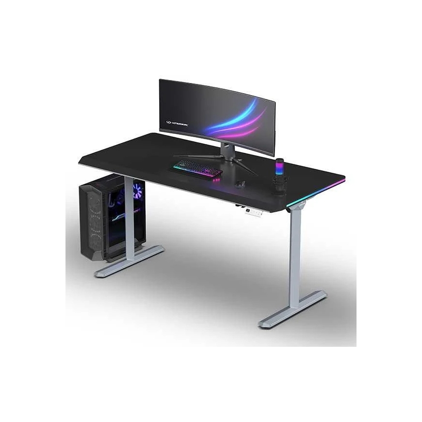 ULTRADESK QUEST gaming table, 140x70cm, 72-120cm, gray-black