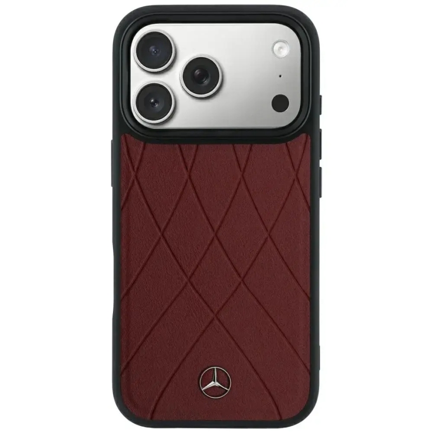 Mercedes Leather Crossed Lines telefoni ümbris MagSafe toega telefonile iPhone 18 Pro Max | iPhone 17 Pro Max punane – 3