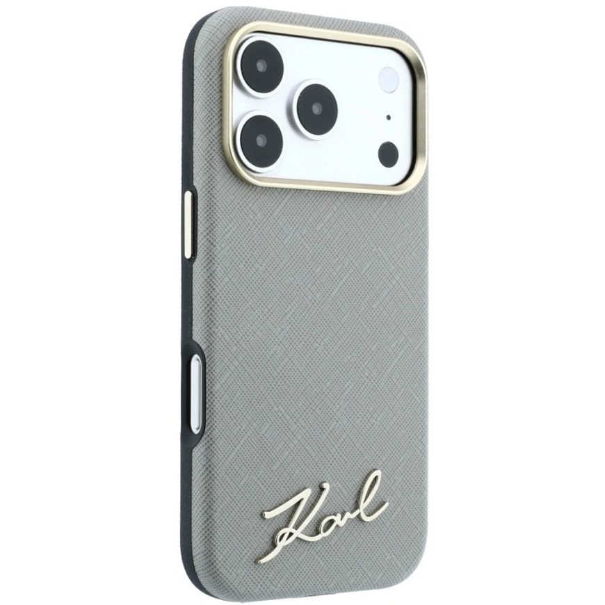 Чехол Karl Lagerfeld Saffiano Small Script Metal Logo MagSafe для iPhone 17 Pro Max / 18 Pro Max - русовато-желтый – 5