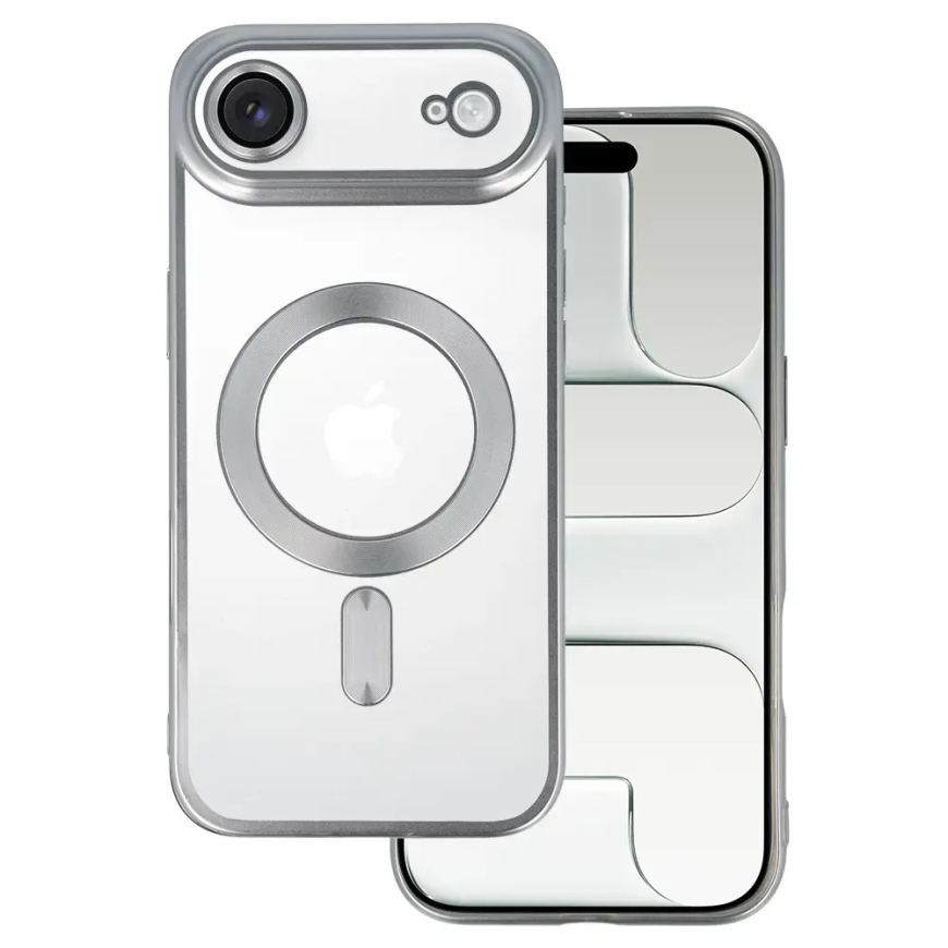 Metallic phone case with MagSafe support for iPhone 17 Air silver