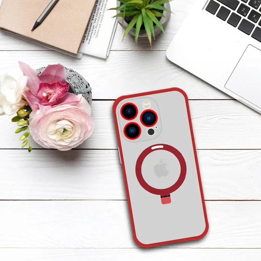 Tel Protect Magical telefono dėklas su stovu ir MagSafe palaikymu iPhone 12 Pro Max raudonas – 5