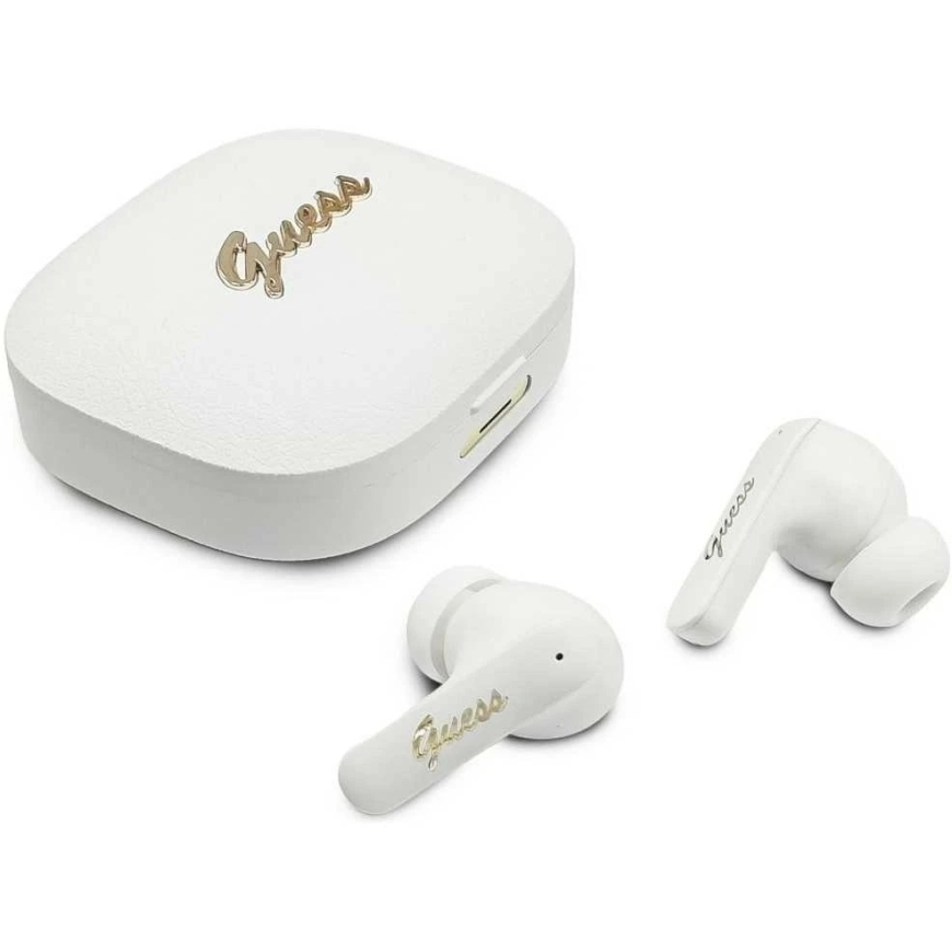 GUESS TWS Script Metal Logo Wireless Earphones GUE005415 white