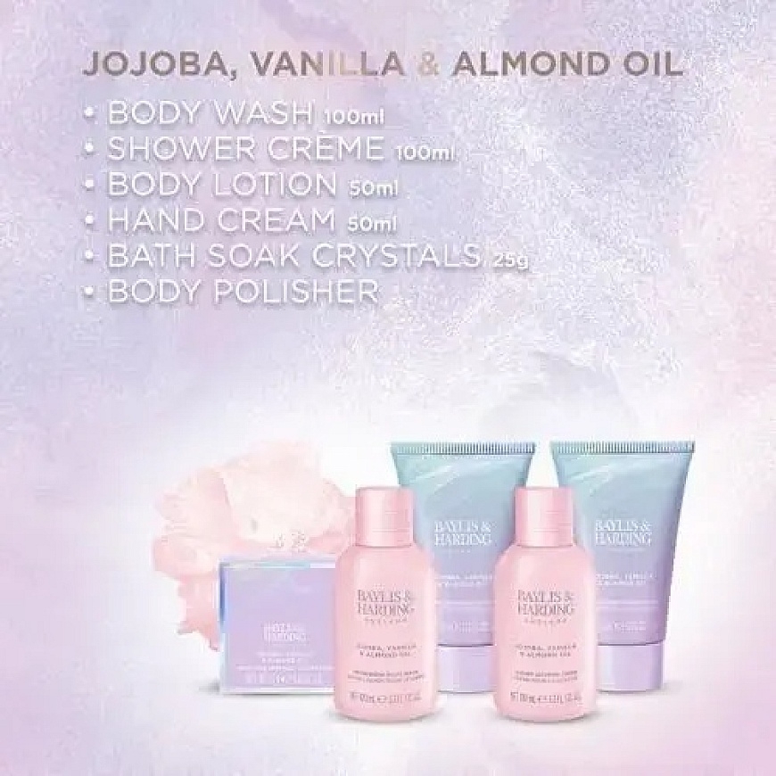 Baylis & Harding dāvanas komplekts sievietēm - vanna un ādas kopšanas komplekts - jojoba, vaniļas un mandeļu eļļa – 4