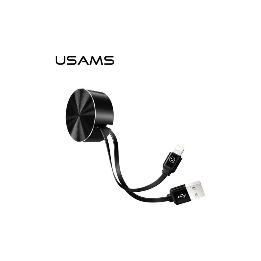 USAMS Retractable Cable U-Bin Lightning 1m 2A Black/Black IPUSBZH01 (US-SJ150) – 4