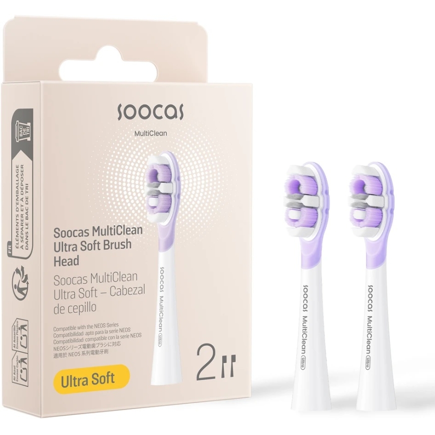 SOOCAS NEOS II Vahetatav harjapea Ultra Soft, Valge (2 pead pakendis)