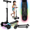 Ricokids Leddi детский черный трехколесный балансовый самокат с LED подсветкой