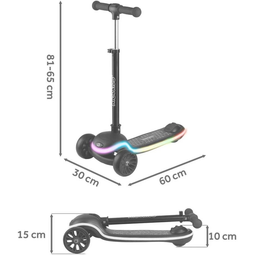 Ricokids Leddi Children's Black Tricycle Balance Scooter with LED Lighting – 4